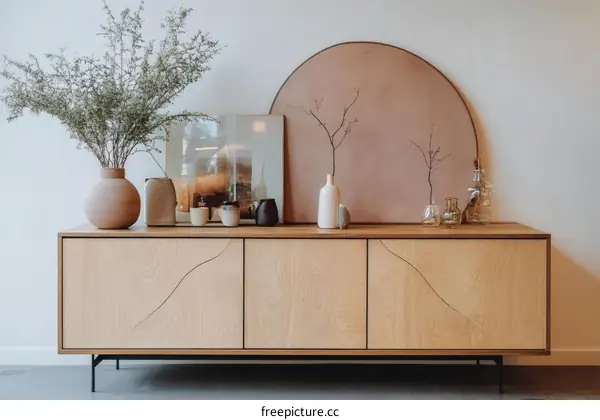 Modern Wooden Cabinet with Decorated Top