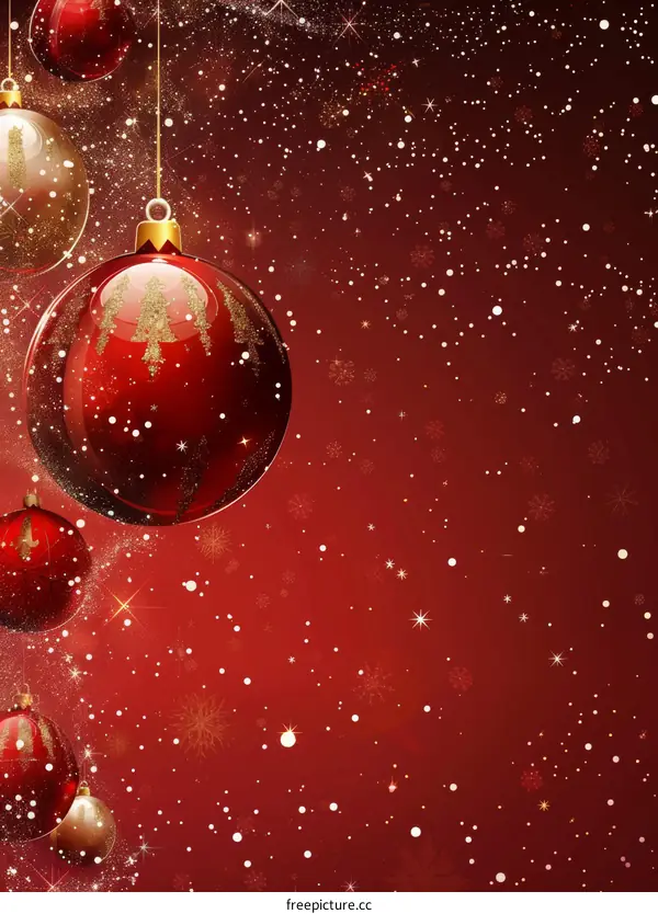 Festive Red Christmas Background Adorned with Ornaments