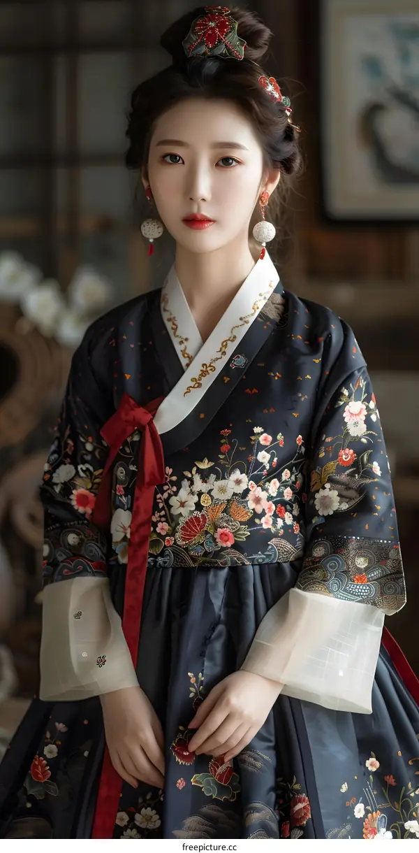 Portrait of a young woman in a hanbok