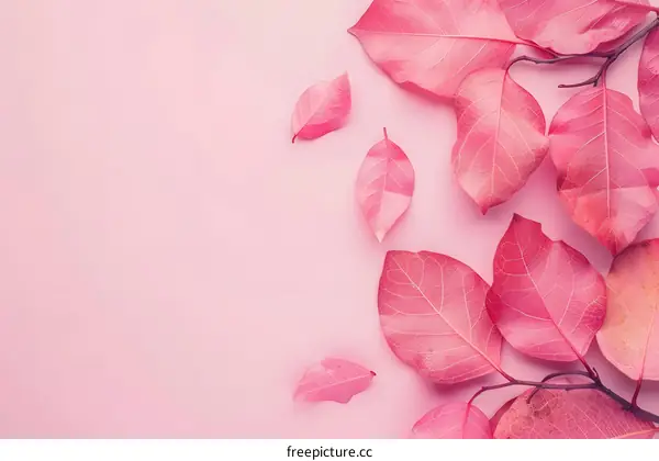 Pink Leaves on a Pink Background