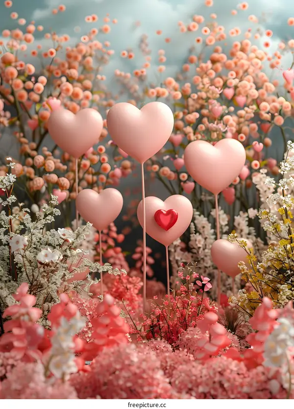 Colorful tulips in a field