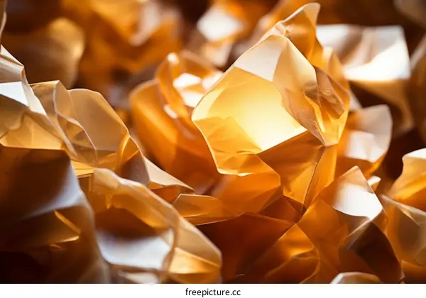 3D Rendered Crumpled Gold Paper Background