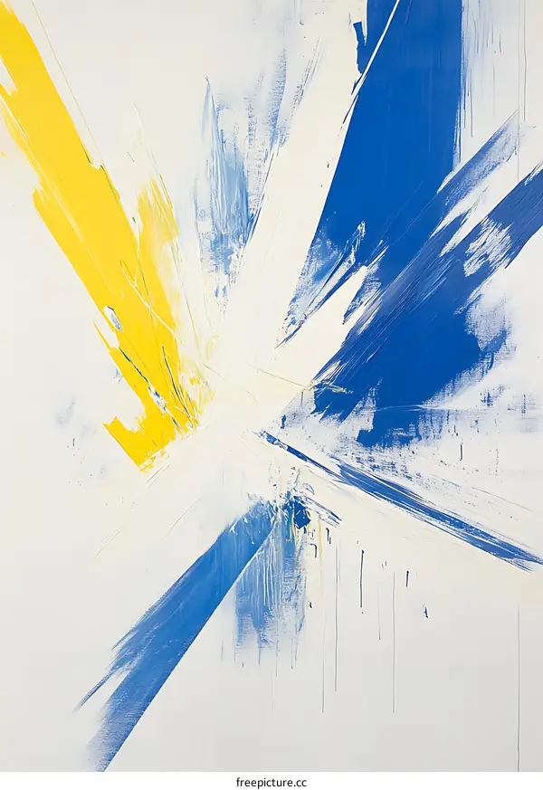 Abstract Painting with Blue and Yellow Strokes