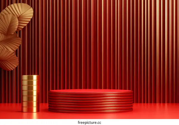 Red and Gold Geometric Display Podium
