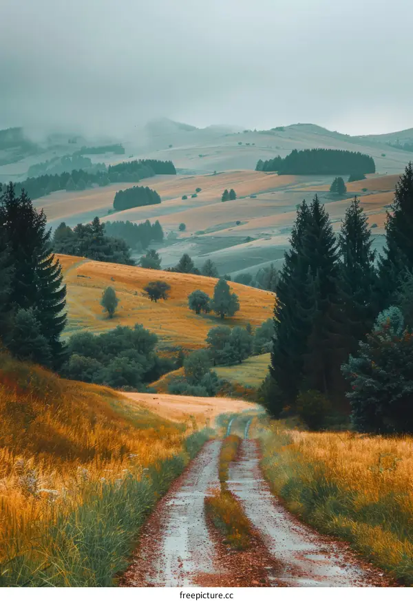 Country Dirt Road through the Hills