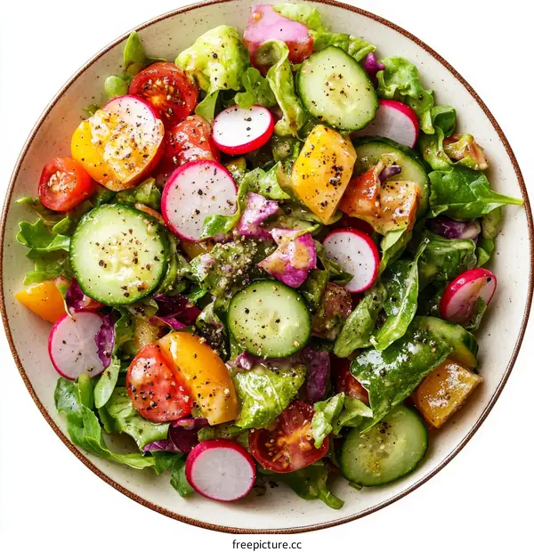 Delicious Colorful Fresh Salad in Bowl