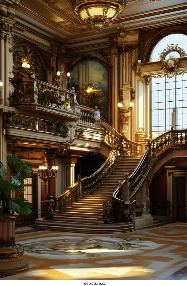 Grand Staircase Interior Design Of A Luxurious Mansion