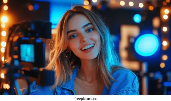Woman Smiling at Camera in a Home Studio
