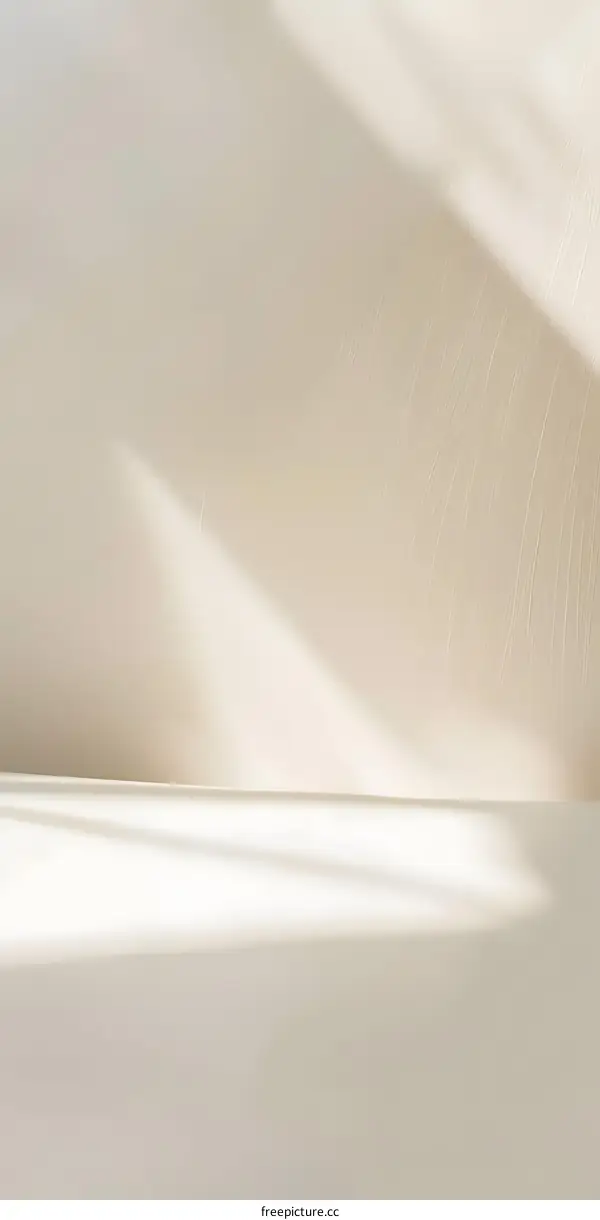 Cream Minimalist Wall Surface With Sun Shadow For Product Background