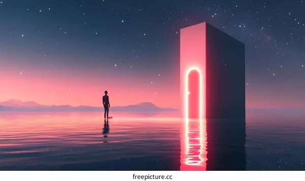 Alien Space Doorway with a Sole Figure