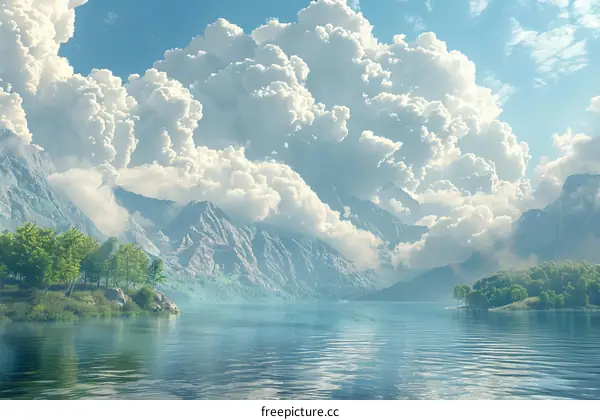 Celestial Lake and Mountains