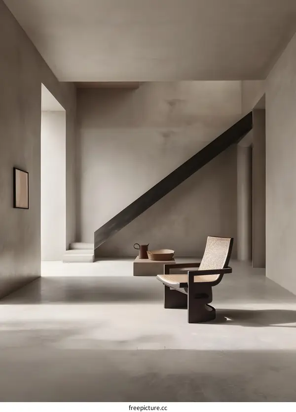 Minimalist Interior Design with Chair and Stairs