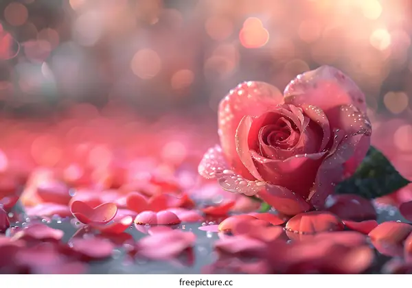 A single pink rose in full bloom