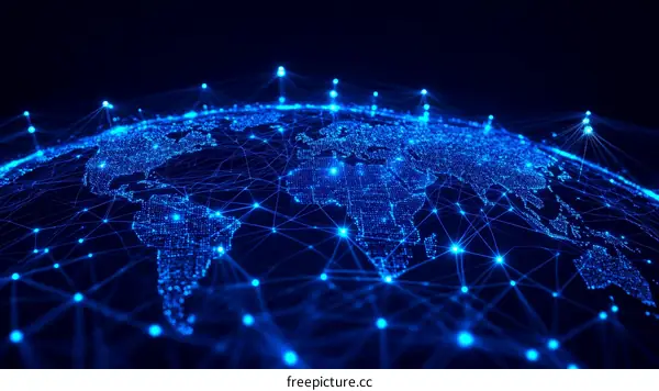 Global Network of Connections World Map Illustration