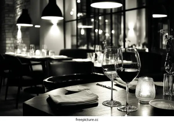 Elegant Restaurant Wine Glasses and Table Setting