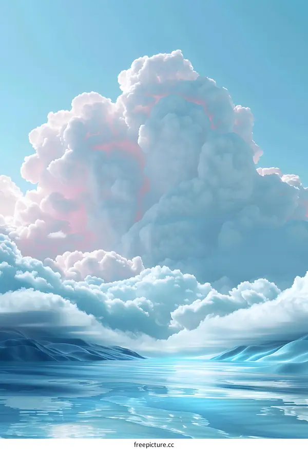 壮观的云朵在海面上空翻腾