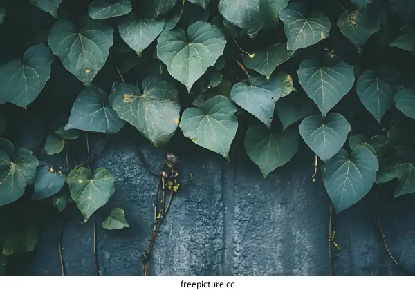 Green Leaves on a Concrete Wall