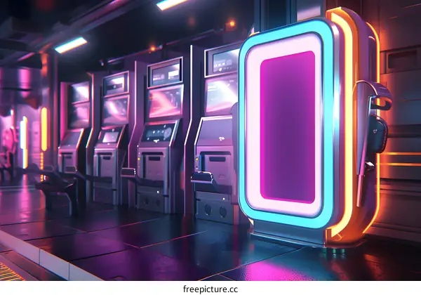 Neon Sign with Blank Space in a Futuristic Interior