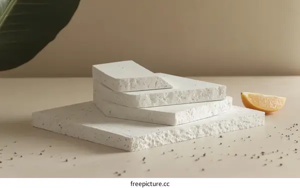 Abstract White Stone Tiles Display