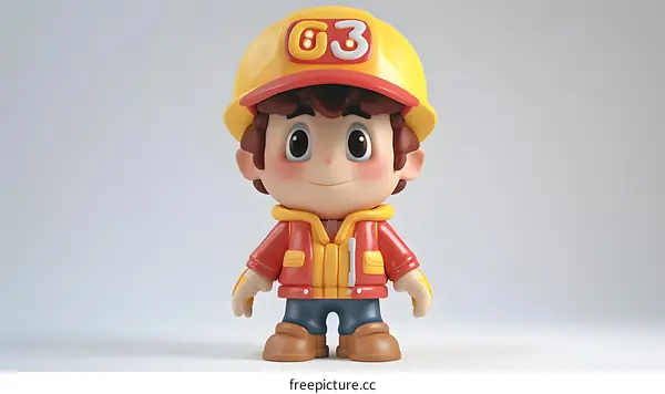 Cute Cartoon Boy in a Hard Hat