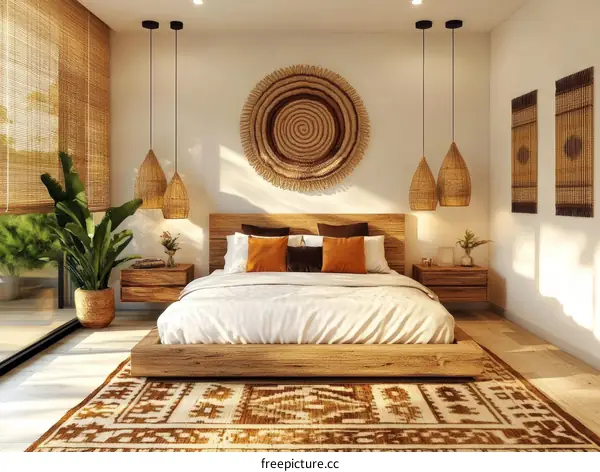 Bohemian Bedroom Interior Design Illustration