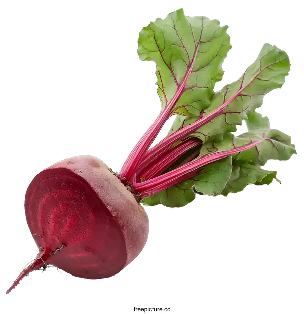 [Transparent Background PNG]Fresh Red Beetroot with Green Leaves Isolated on White Background