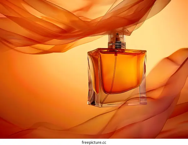Orange Perfume Bottle with Fabric