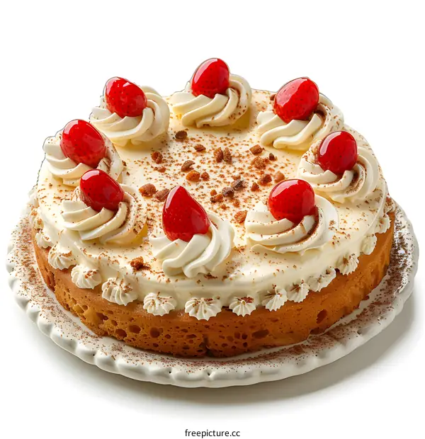 A cake with strawberries on top