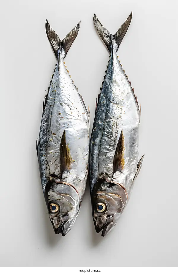 Two Fresh Tuna on a White Background