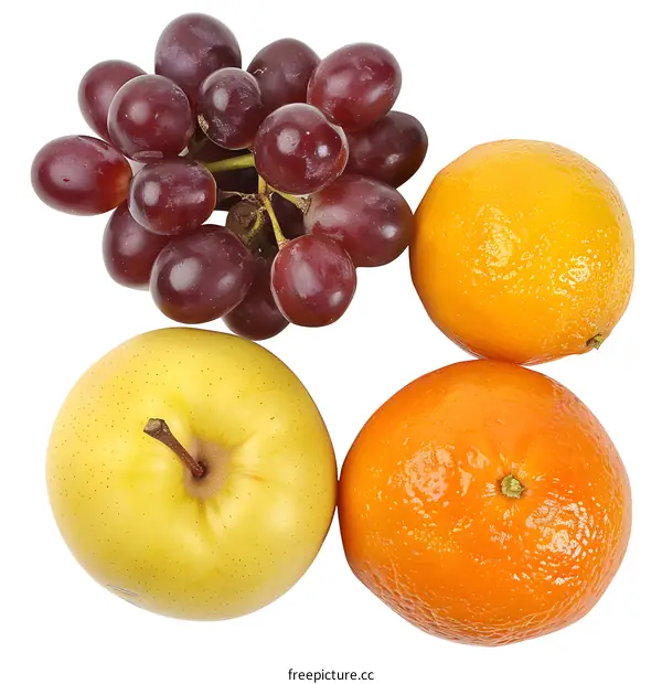 Fresh Fruit Arrangement With Red Grapes, Yellow Apple and Orange