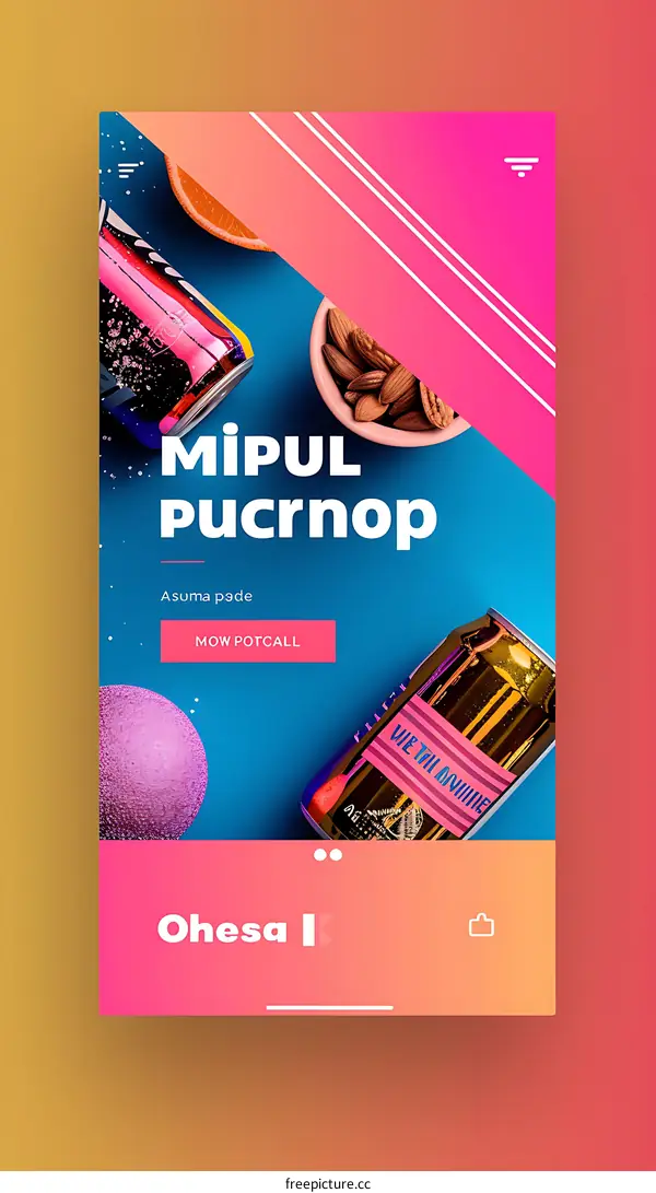 Colorful Mobile App Screen with Bright Colors and Bold Typography