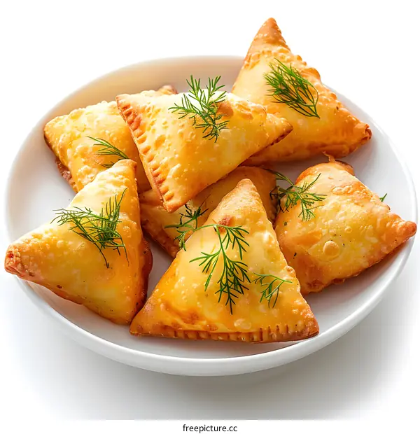 Crispy Fried Samosas on White Plate