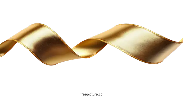 [Transparent Background PNG]Golden Satin Ribbon Design