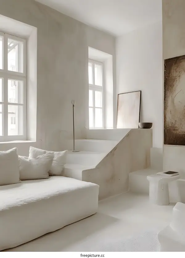 Minimalist White Interior Design with Beige Accents