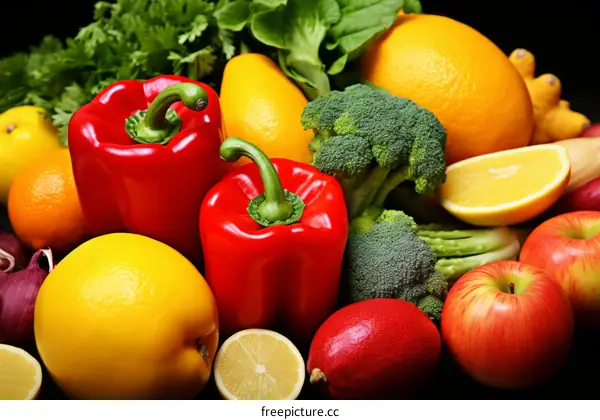 A variety of fresh fruits and vegetables