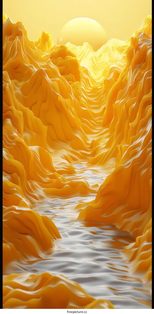 Abstract Yellow Mountain Landscape Illustration
