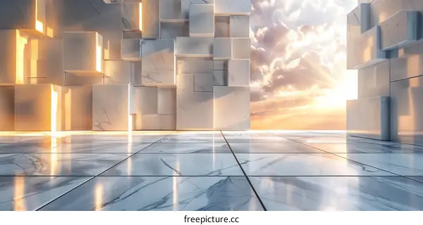 Modern Minimalist Marble Architecture Interior