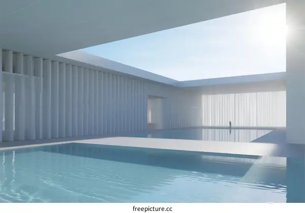 A Modern Indoor Swimming Pool with Clear Water and White Architecture
