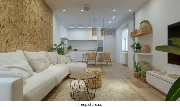 Bright Scandinavian living room interior design