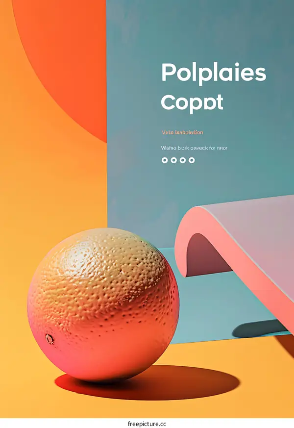 Abstract Orange Sphere With Colorful Background