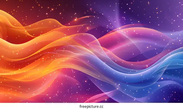 Colorful waves dance in space