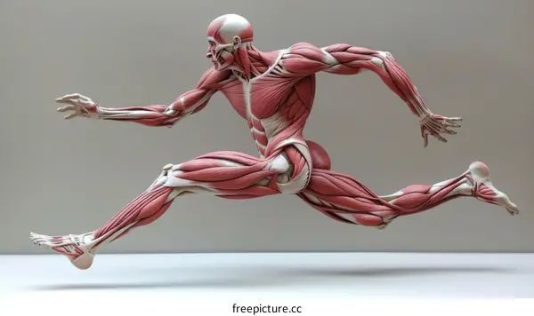 Male muscular system diagram showing all muscles in the human body