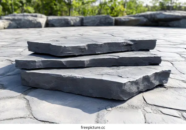 Stacked Gray Stone Pavers Outdoor Design