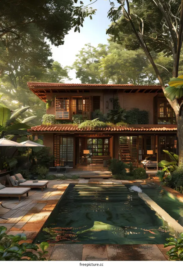 A modern house in the rainforest