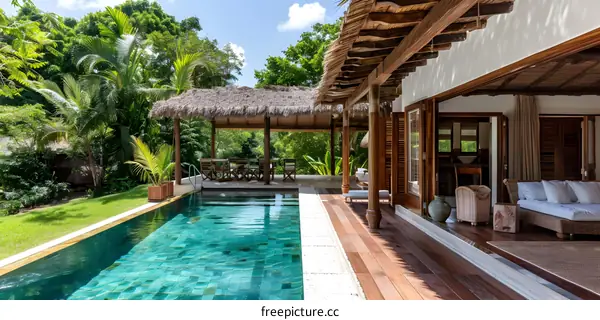 Tropical Villa with Private Pool and Lush Greenery