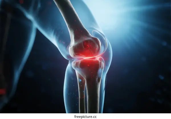 Knee Joint Pain Highlighted in Medical 3D Rendering