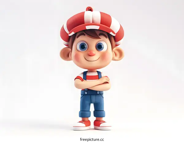 3D rendering of a cute cartoon boy