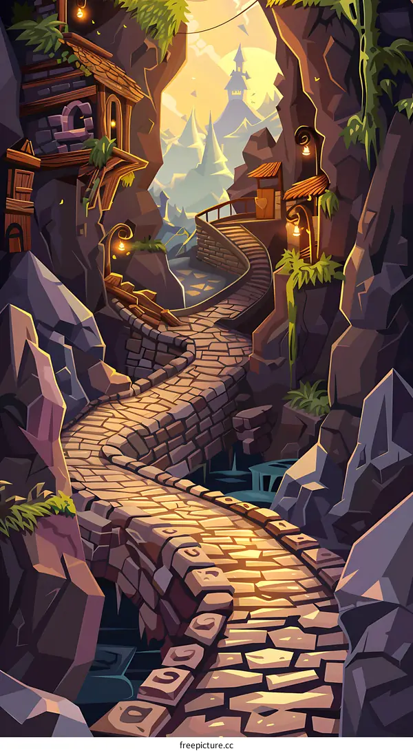 Stone Path Leading To A Magical Castle