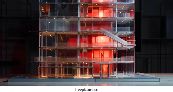 Glass Model Building With Red Lights