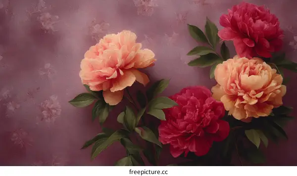 Elegant Peonies in a Vibrant Floral Still Life